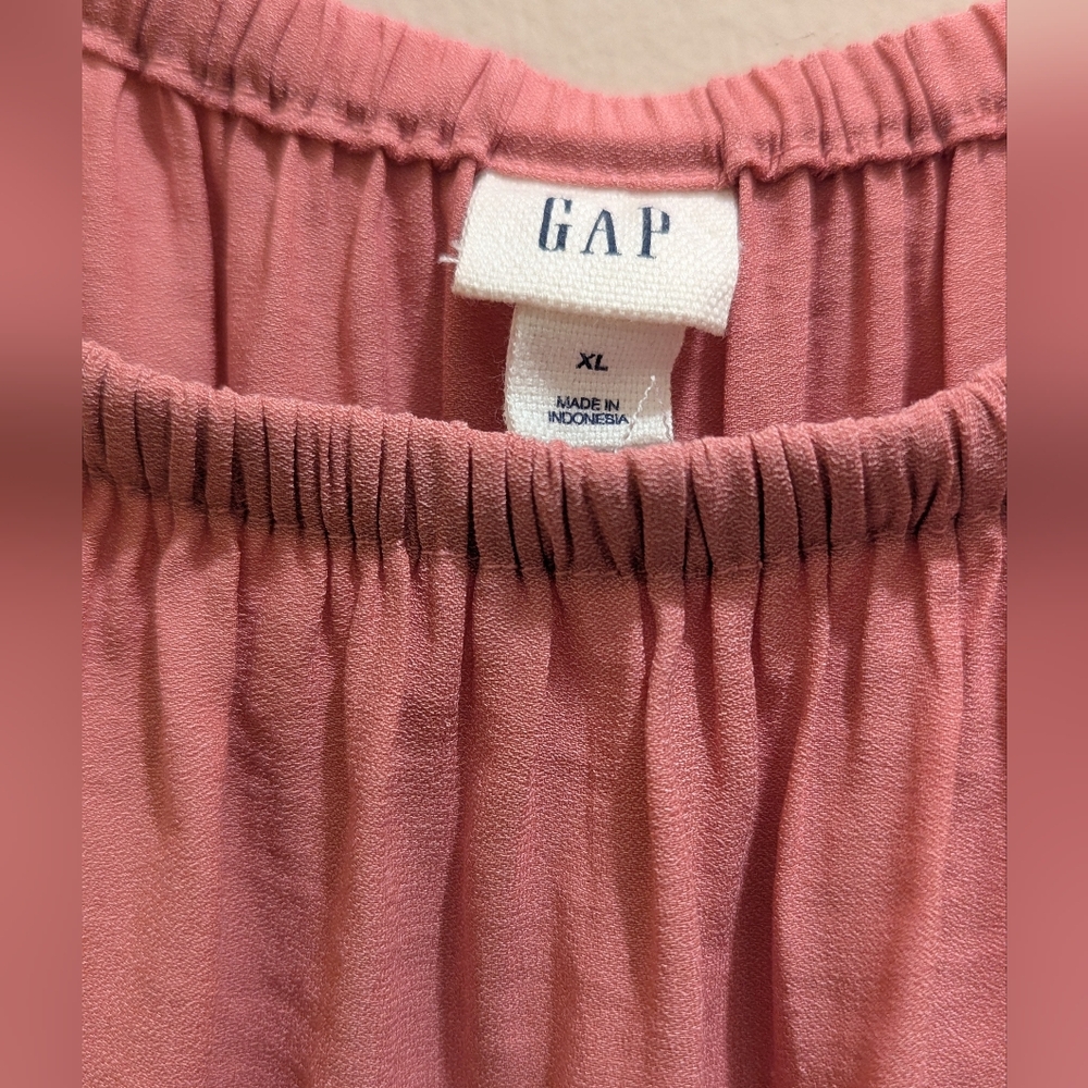 GAP Women's Dusty Pink Drapey Off-Shoulder Elbow Sleeves Peasant Blouse Top- XL - Picture 12 of 15